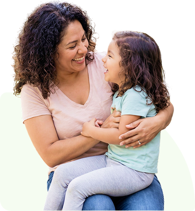 Happy mom and child